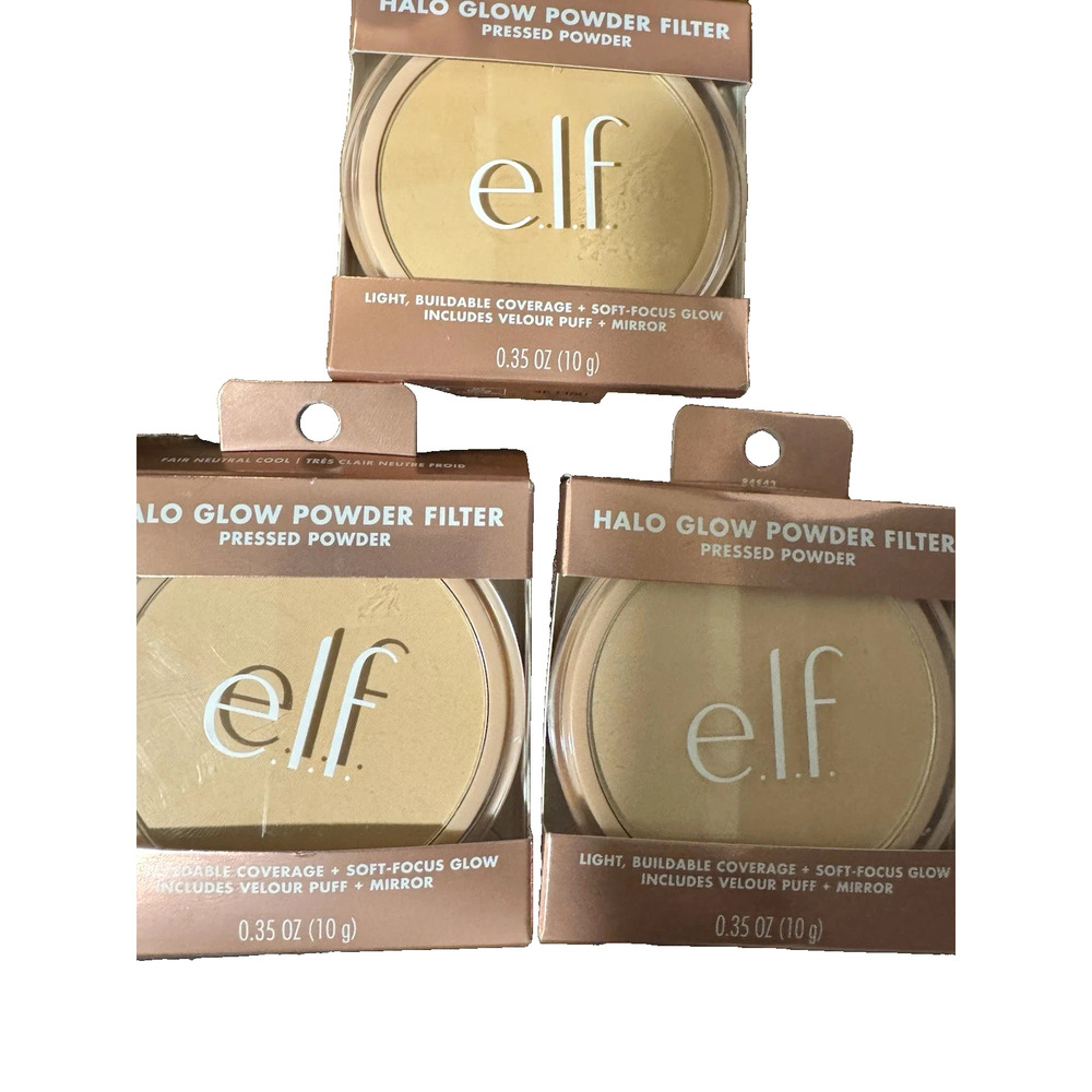 3-PACK ELF Halo Glow Powder Filter Pressed Powder FAIR NEUTRAL COOL 10g *B1601